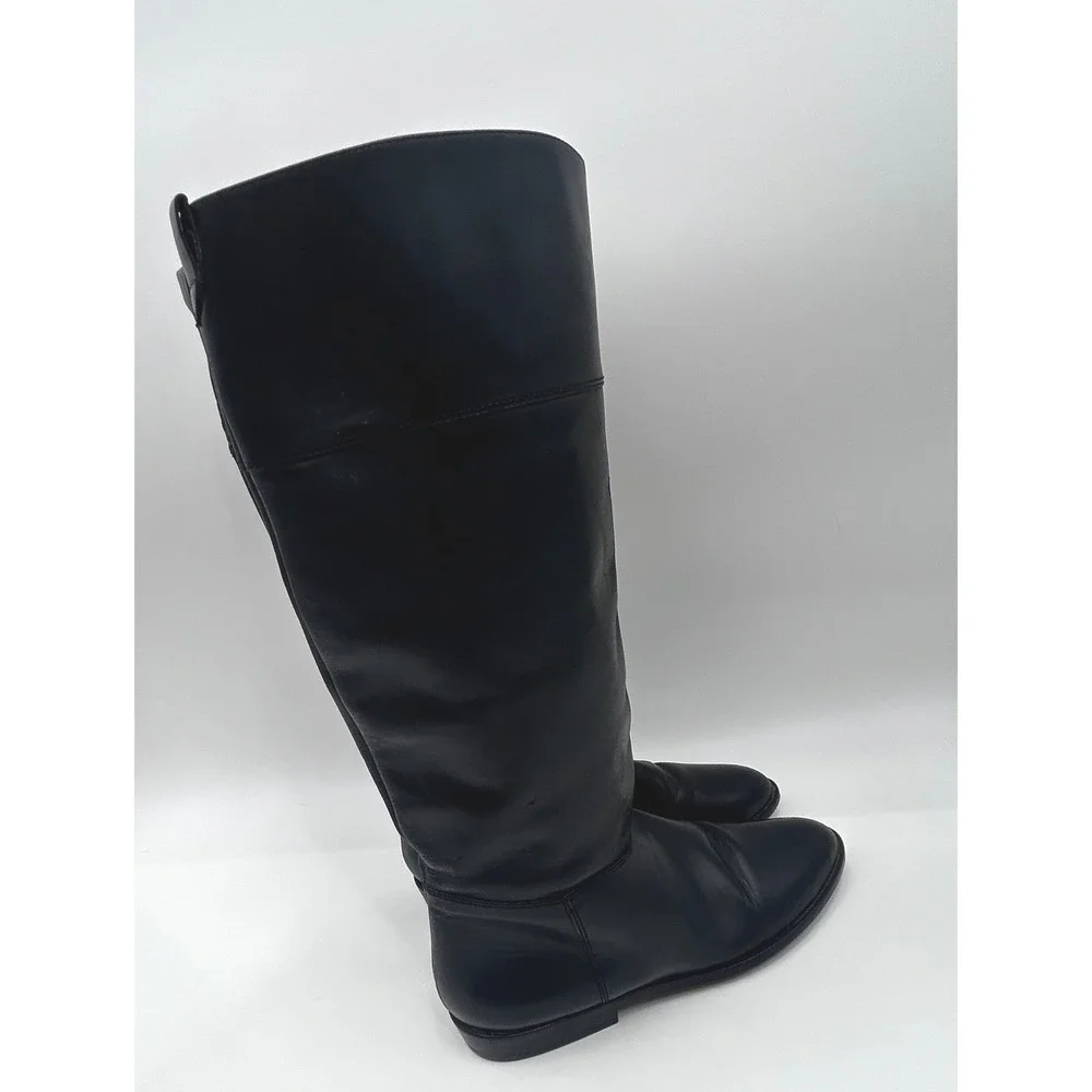 Vintage Black Leather Tall Riding Boots Women's Size 9N Knee High Equestrian